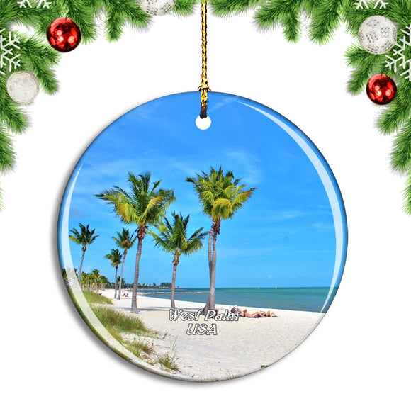 USA America West Palm Beach Christmas Ornament