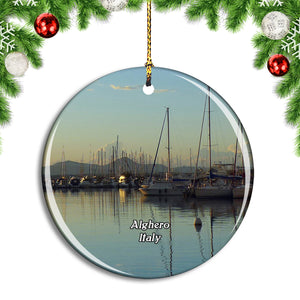 Italy Alghero Harbour Christmas Ornament