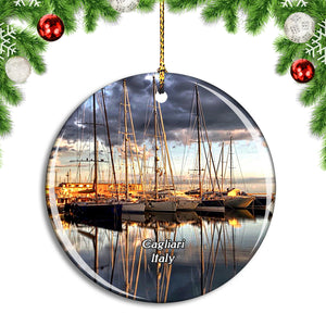 Italy Cagliari Sailboats Christmas Ornament