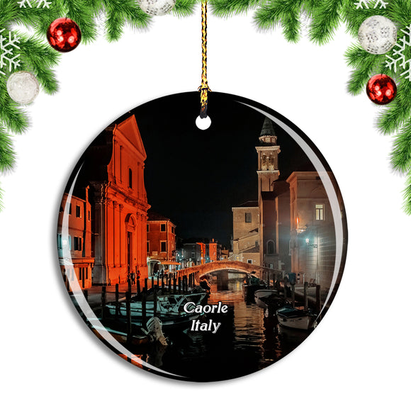 Italy Caorle Veneto Church Bridge Christmas Ornament