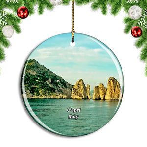 Italy Capri Sea Rocks Christmas Ornament