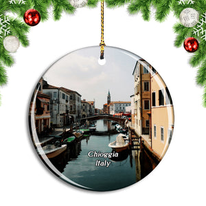 Italy Chioggia Kanal Bridge Christmas Ornament