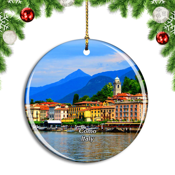 Italy Como Lake Bellagio Port Christmas Ornament