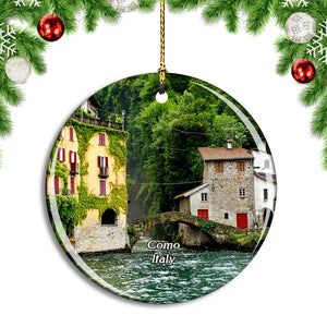 Italy Como Lake Village Christmas Ornament