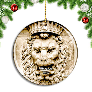 Italy Florence Lion King Crown Stone Sculpture Christmas Ornament