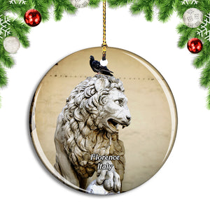 Italy Florence Lion Statue Christmas Ornament