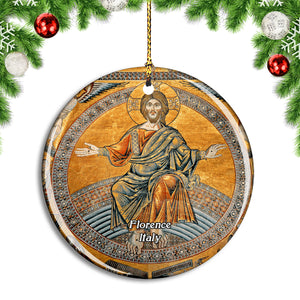 Italy Florence Mosaic Baptismal Ceiling Saint-Jean Christmas Ornament