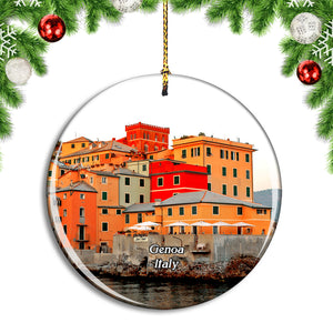 Italy Genoa Colourful Houses Christmas Ornament