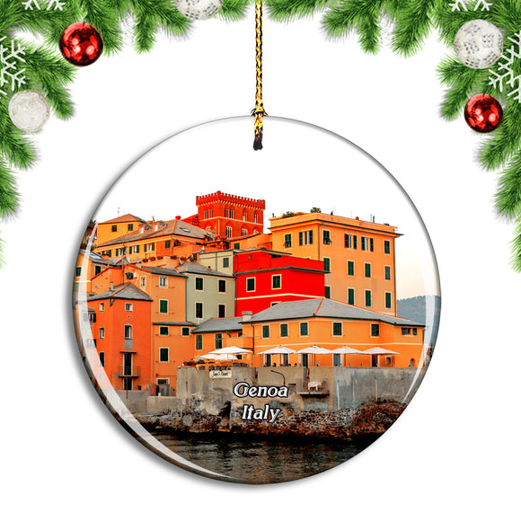 Italy Genoa Colourful Houses Christmas Ornament