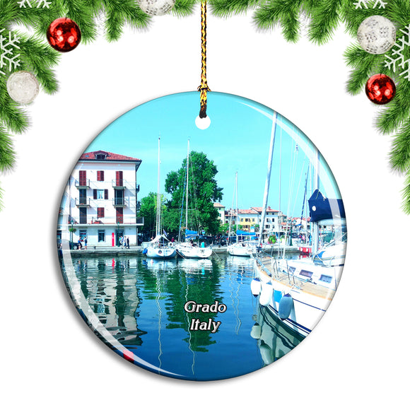 Italy Grado Boats Port Christmas Ornament