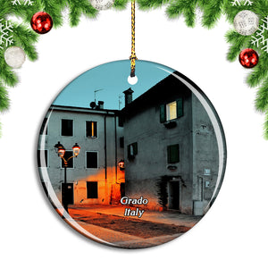 Italy Grado Night City Christmas Ornament