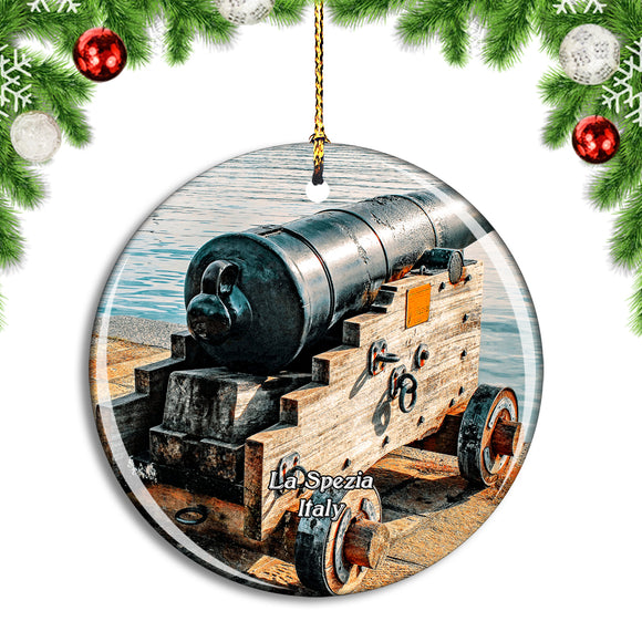 Italy La Spezia Cannon Barrel Christmas Ornament