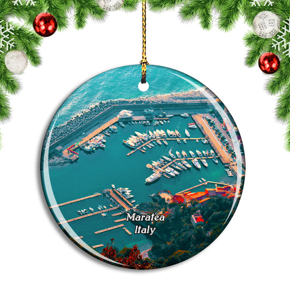 Italy Maratea Porto Marina Boats Christmas Ornament