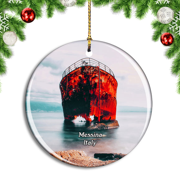 Italy Messina Ship Sea Christmas Ornament