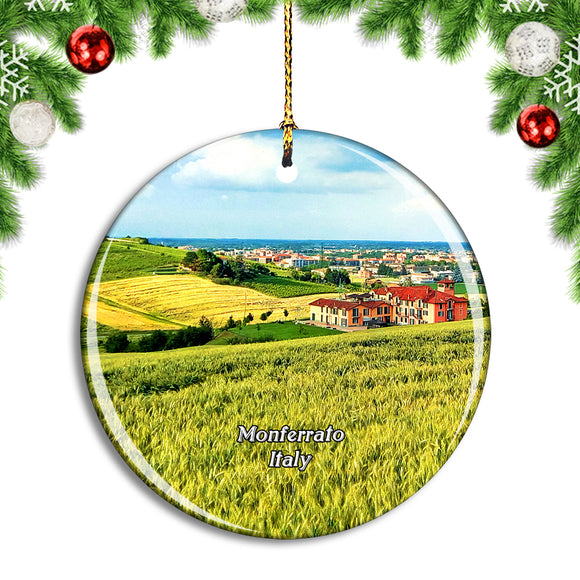 Italy Monferrato Hills Landscape Christmas Ornament