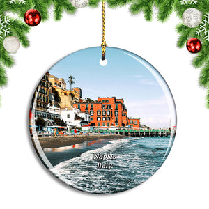 Italy Naples Beach Sea Wave Christmas Ornament