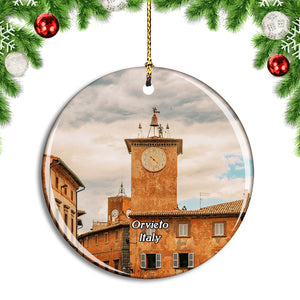 Italy Orvieto Tower Clock Christmas Ornament