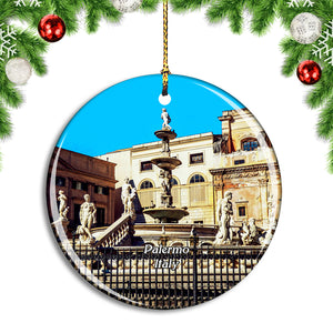 Italy Palermo Square Pretoria Sicily Christmas Ornament