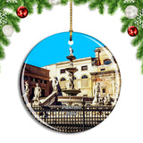 Italy Palermo Square Pretoria Sicily Christmas Ornament