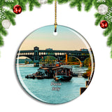 Italy Pavia Covered Bridge Christmas Ornament