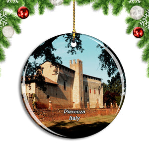 Italy Piacenza Castle Christmas Ornament