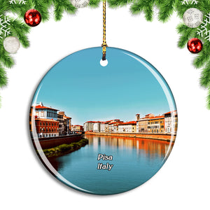 Italy Pisa River Tuscany Arno Lungarno Christmas Ornament