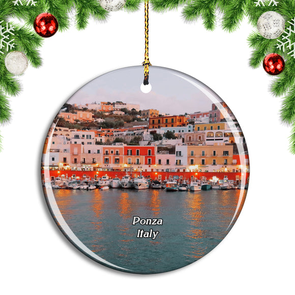 Italy Ponza Pontine Island Port Christmas Ornament