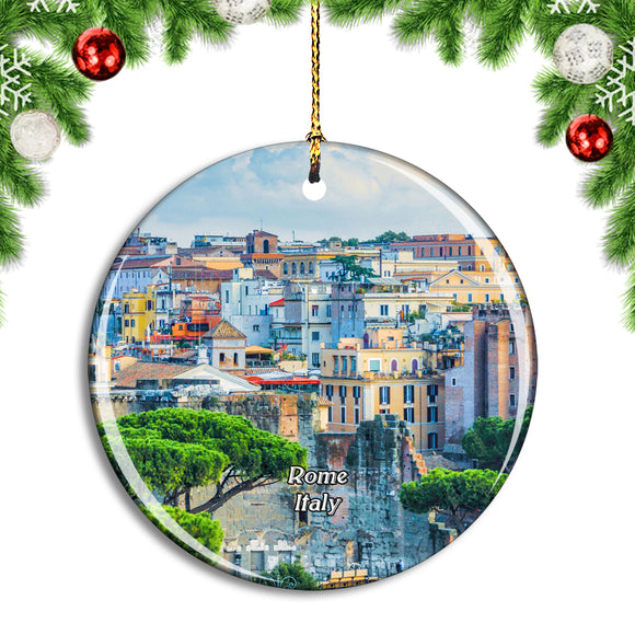 Italy Rome Houses City Building Christmas Ornament