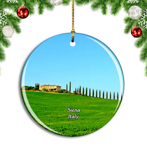 Italy Siena Toscana Cypresses Farmhouse Christmas Ornament