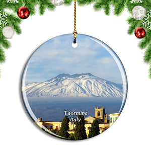 Italy Taormina Etna Volcano Christmas Ornament