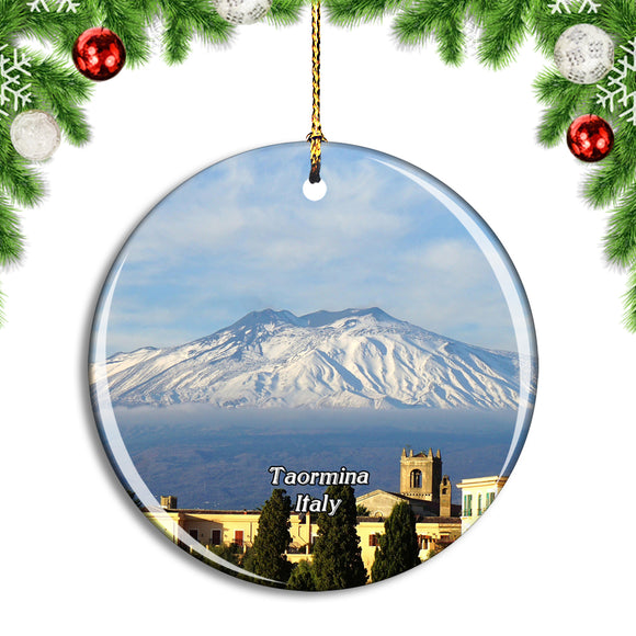 Italy Taormina Etna Volcano Christmas Ornament