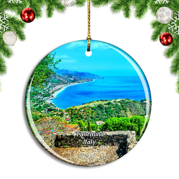 Italy Taormina Sicily Coastline Christmas Ornament