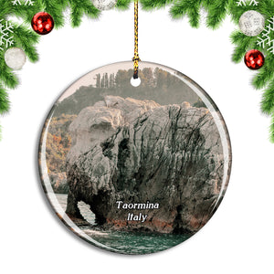 Italy Taormina Sicily Rock Elephant Sea Christmas Ornament