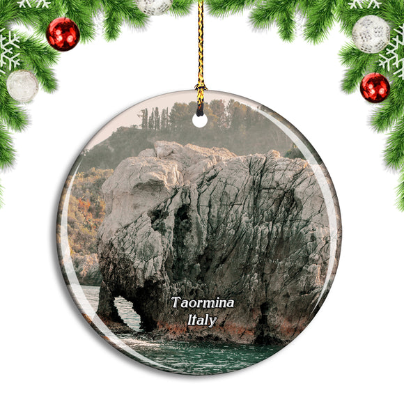 Italy Taormina Sicily Rock Elephant Sea Christmas Ornament