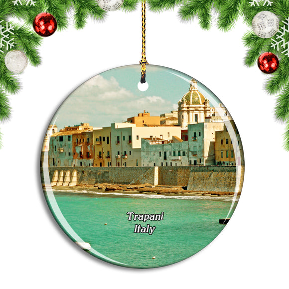 Italy Trapani Sea Boats Wall Christmas Ornament