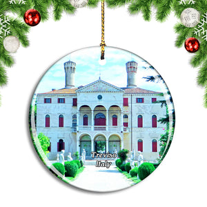 Italy Treviso Roncade Castle Christmas Ornament