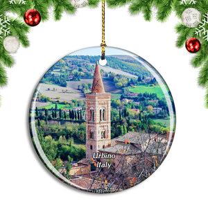 Italy Urbino Campanile Christmas Ornament