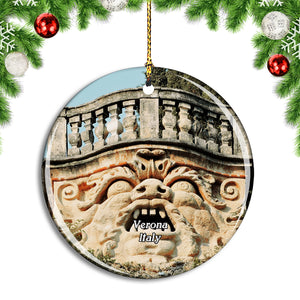 Italy Verona Face Stone Terrace Monster Christmas Ornament