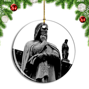 Italy Verona Statue Dante Christmas Ornament