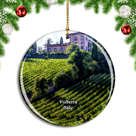 Italy Volterra Wine Christmas Ornament