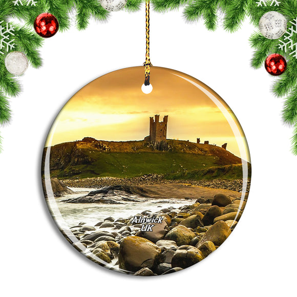 UK England Alnwick Dunstanburgh Castle Christmas Ornament