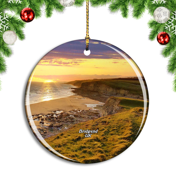 UK England Bridgend Beach Christmas Ornament