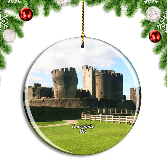 UK England Caerphilly Castle Christmas Ornament