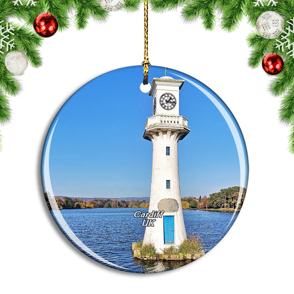 UK England Cardiff Roath Park Lake Lighthouse Christmas Ornament