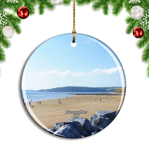 UK England Carmarthen Beach Christmas Ornament