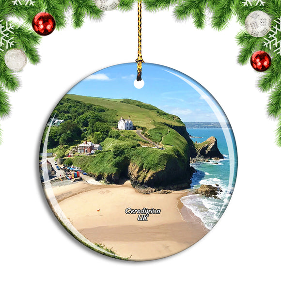 UK England Ceredigion Llangrannog Beach Christmas Ornament