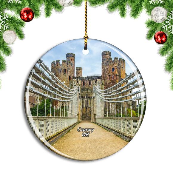 UK England Conwy Castle Bridge Christmas Ornament