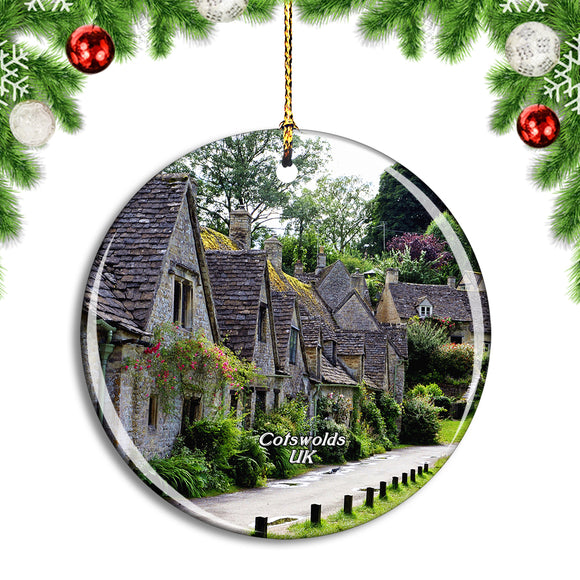 UK England Cotswolds Countryside Village Christmas Ornament