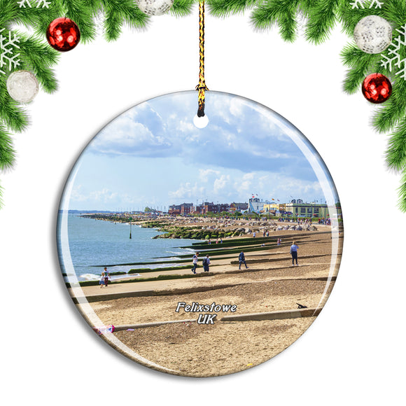 UK England Felixstowe Beach Christmas Ornament