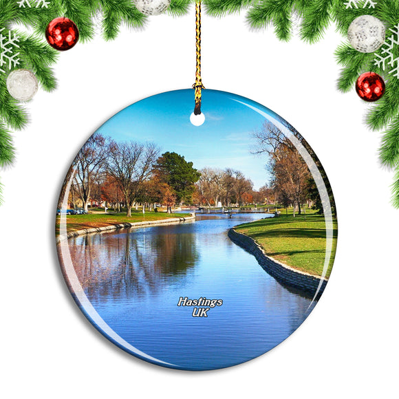 UK England Hastings Nebraska Park Canal Christmas Ornament